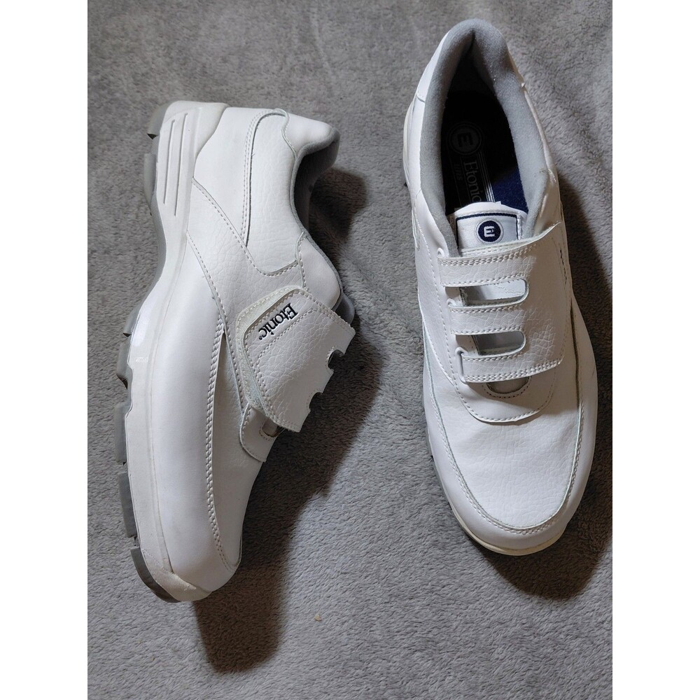 Etonic Lites Mens Golf Shoes US Size 10.5M White Leather Hook Straps EM6006-04